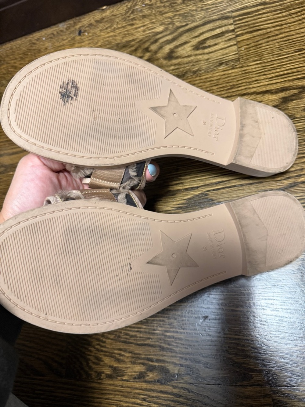 Dior Beige and Pink Camouflage Logo Slide Sandals - Picture 2 of 4